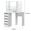 Table de coiffeuse maquillage blanc avec miroir éclairage LED tiroirs étagères