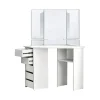 Table de coiffeuse maquillage blanc avec miroir tiroirs et étagères de stockage