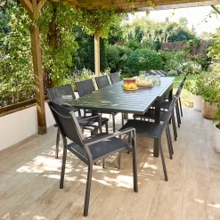 Table de jardin extensible aluminium gris anthracite L.135/270 x l.90 x H.75 cm
