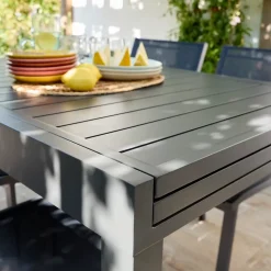 Table de jardin extensible aluminium gris anthracite L.135/270 x l.90 x H.75 cm