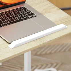 Table de lit mobile - table pour ordinateur portable - hauteur réglable, plateau inclinable - métal blanc effet bois