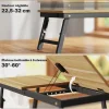 Table de lit pliable réglable pour ordinateur - plateau inclinable, tiroir - bois bambou MDF noir naturel