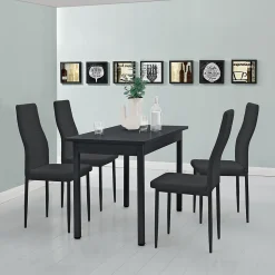 Table de salle à manger avec 4 chaises noir en.casa