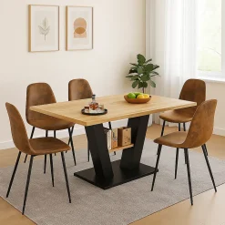 Table de salle à manger extensible effet bois 118-157cm