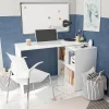 Table du bureau, meuble du bureau réversible en bois coloris blanc artic - hauteur 74 x longueur 120-152 x profondeur 77 cm