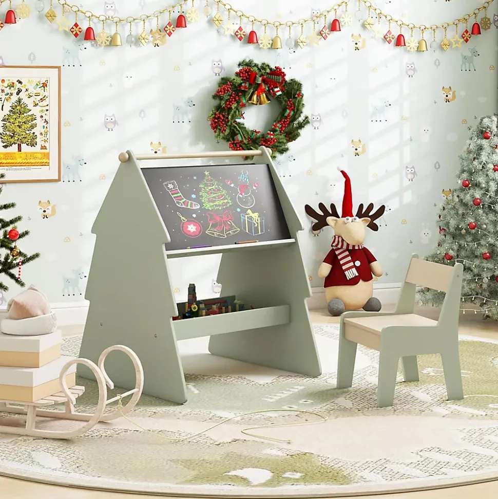 Table Enfant avec Chaise 2 en 1 Table à Dessin pour Enfant avec Rouleau de Papier et Étagère de Rangement