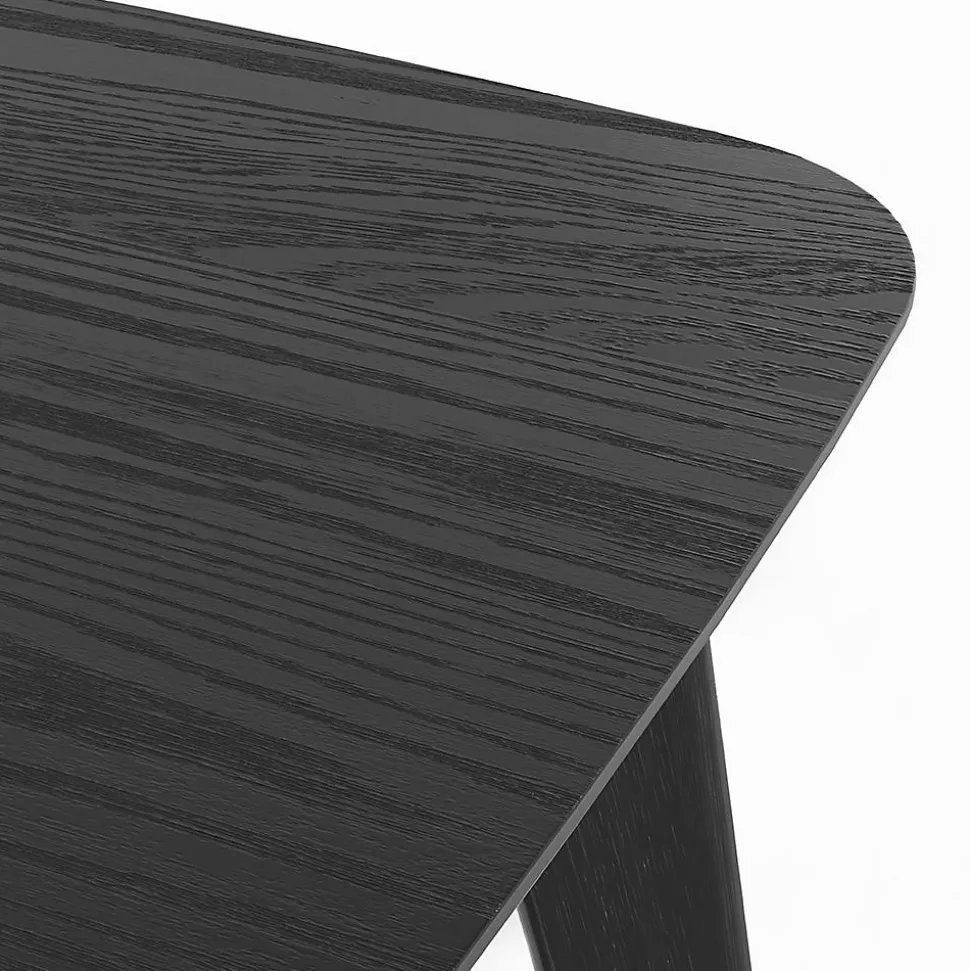 Table et chaises 4 personnes en velours et bois noir - Oman