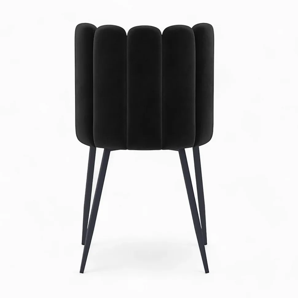 Table et chaises 4 personnes en velours et bois noir - Oman