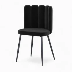 Table et chaises 4 personnes en velours et bois noir - Oman