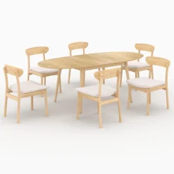 Table et chaises en bois clair 6 personnes - Eddy