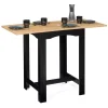 Table haute de bar extensible DONA 2 à 4 personnes noire plateau façon hêtre 60-120 cm
