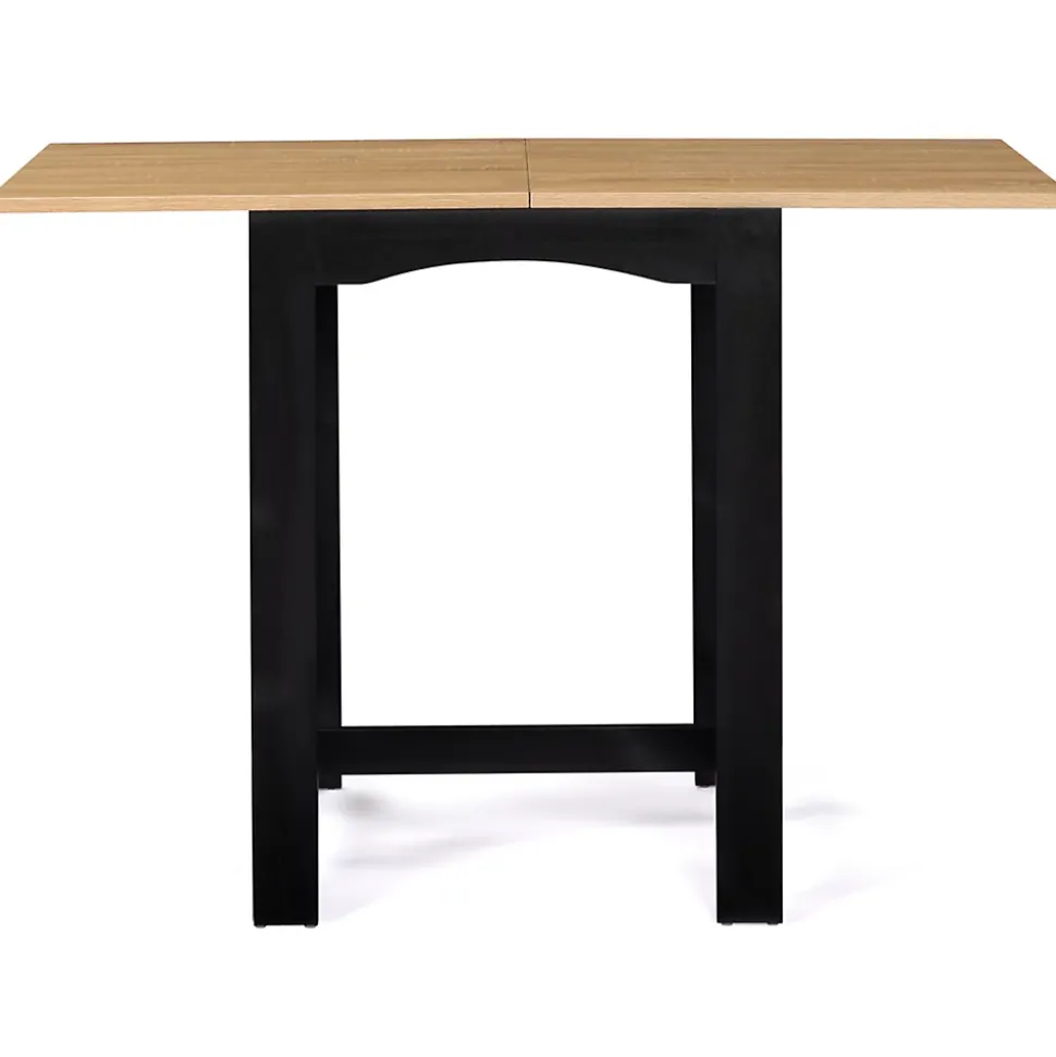 Table haute de bar extensible DONA 2 à 4 personnes noire plateau façon hêtre 60-120 cm
