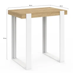 Table haute de bar PHOENIX bois et blanc 90 cm