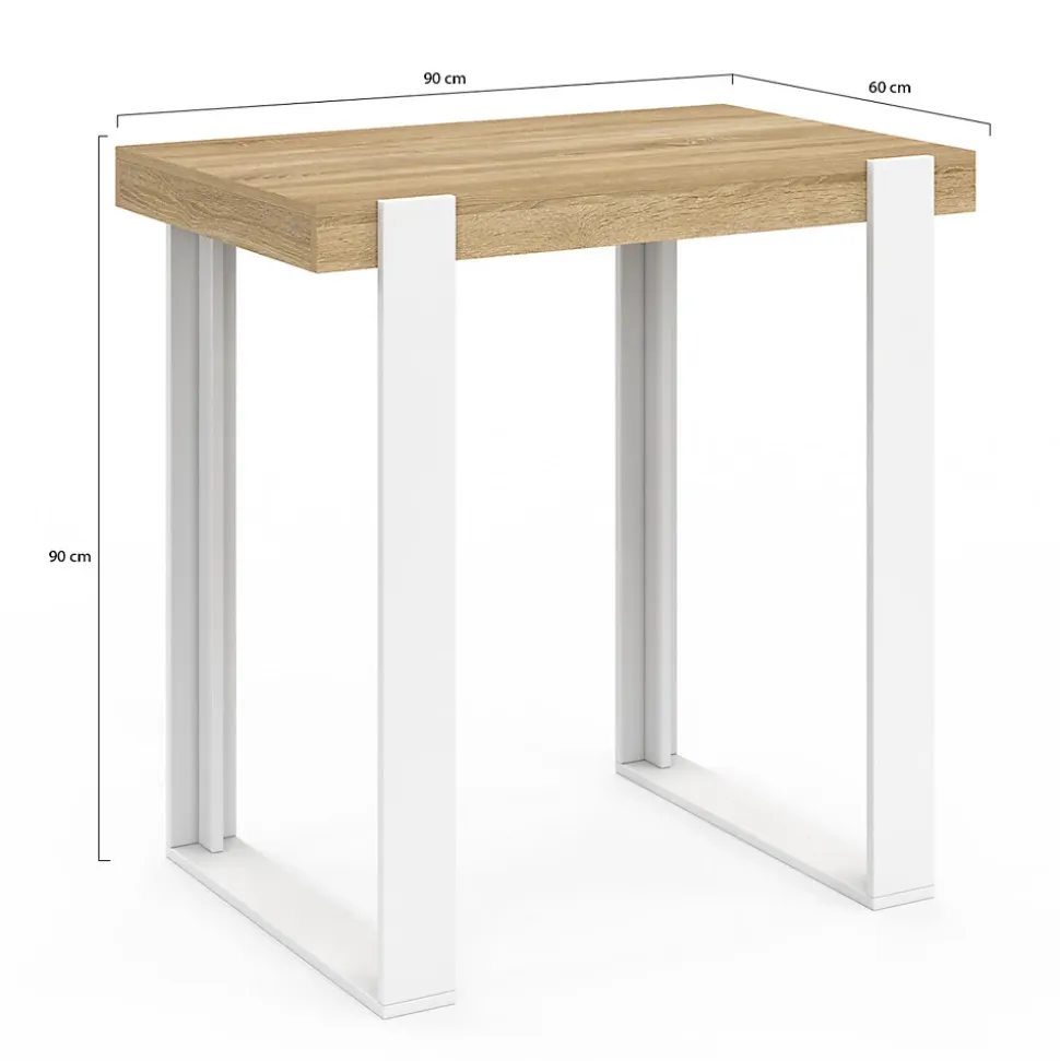 Table haute de bar PHOENIX bois et blanc 90 cm