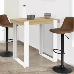 Table haute de bar PHOENIX bois et blanc 90 cm