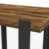 Table haute de bar PHOENIX bois foncé effet vieilli et noir 90 cm