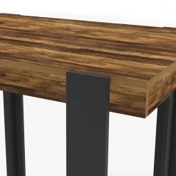Table haute de bar PHOENIX bois foncé effet vieilli et noir 90 cm