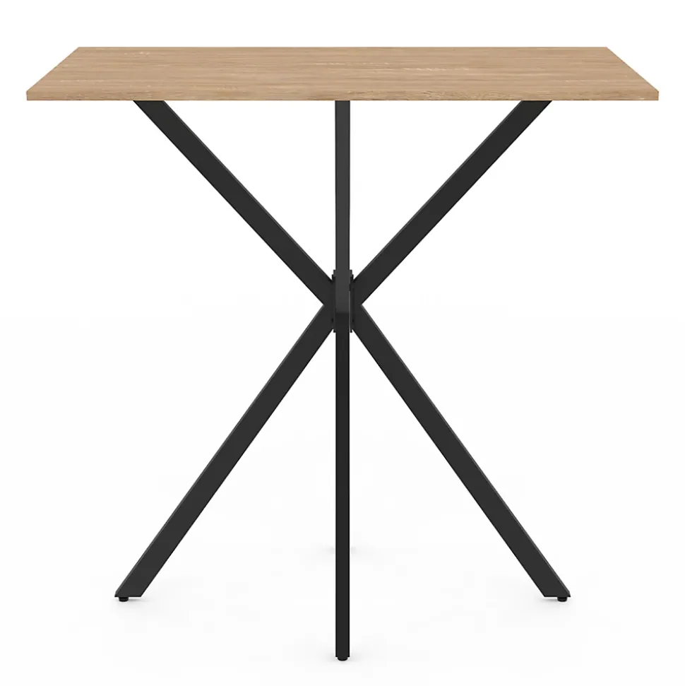 Table haute de bar rectangulaire ALIX pied araignée bois et noir 100 cm