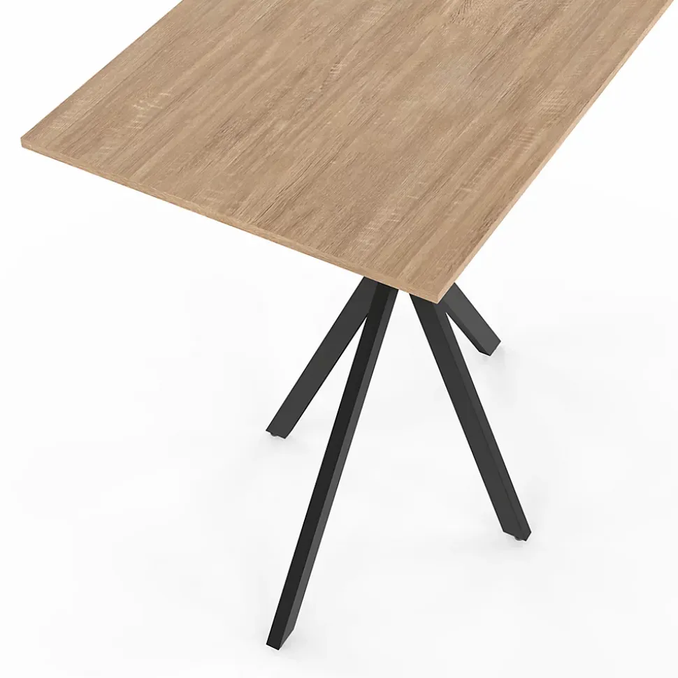 Table haute de bar rectangulaire ALIX pied araignée bois et noir 100 cm