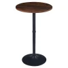 Table haute ronde Vantaa acier MDF 100 x 60 cm noir effet noyer en.casa