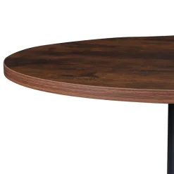 Table haute ronde Vantaa acier MDF 100 x 60 cm noir effet noyer en.casa