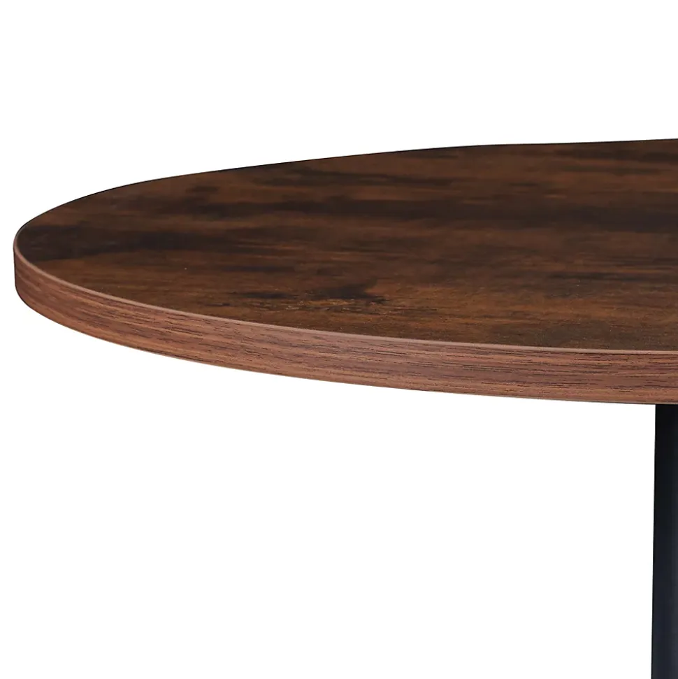 Table haute ronde Vantaa acier MDF 100 x 60 cm noir effet noyer en.casa