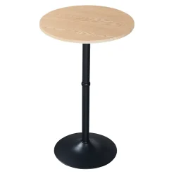 Table haute ronde Vantaa acier MDF 100 x 60 cm noir effet chêne en.casa