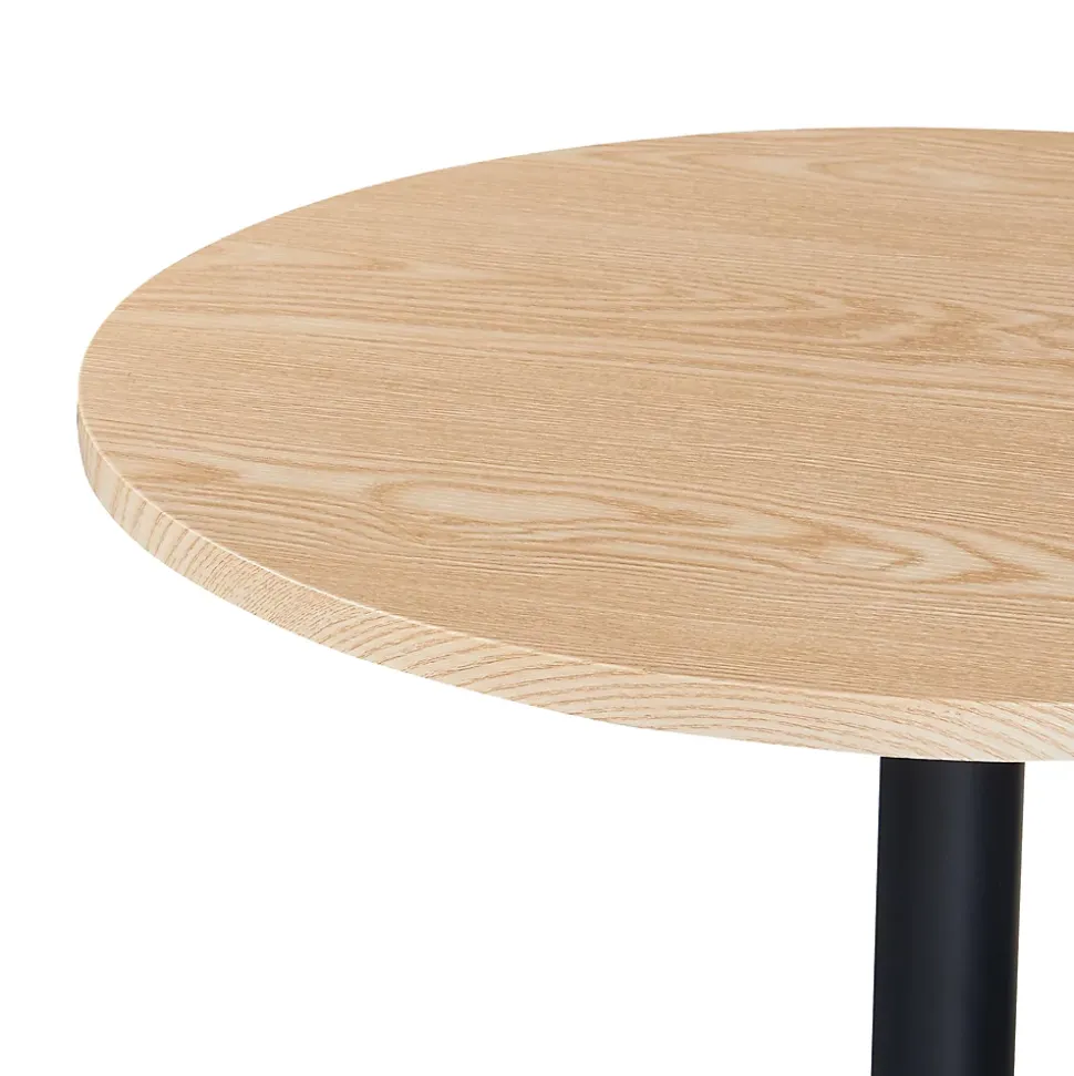 Table haute ronde Vantaa acier MDF 100 x 60 cm noir effet chêne en.casa
