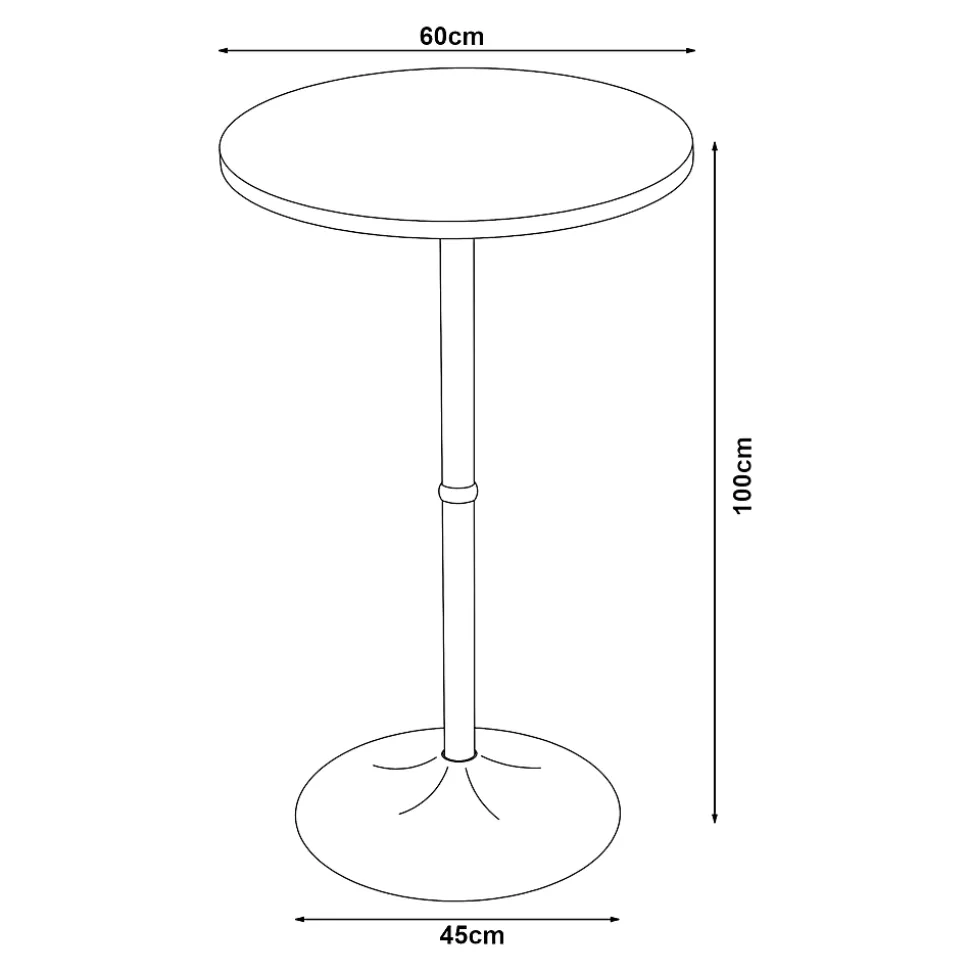 Table haute ronde Vantaa acier MDF 100 x 60 cm noir effet chêne en.casa