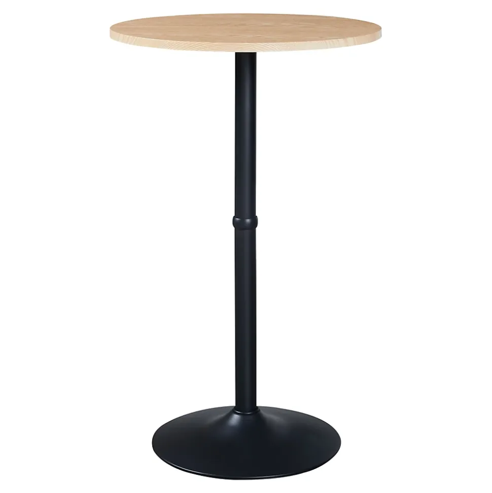 Table haute ronde Vantaa acier MDF 100 x 60 cm noir effet chêne en.casa