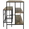 Table ilot en bois avec 2 tabourets Loka