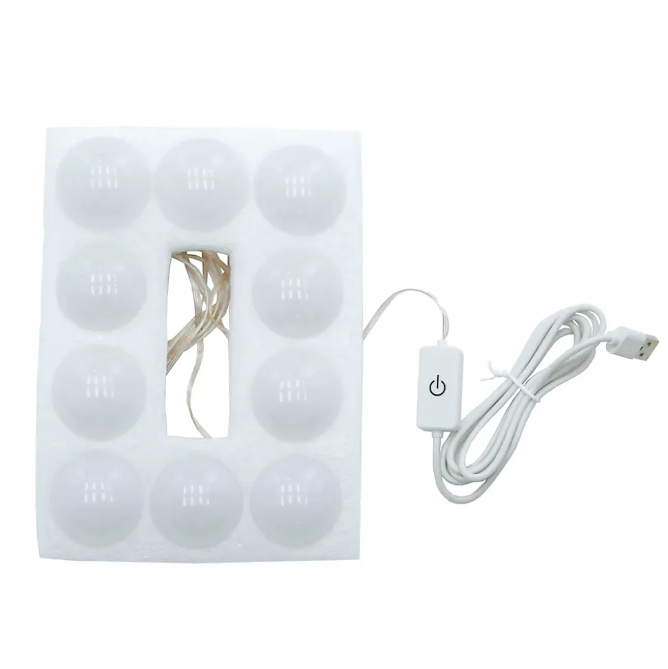 Table maquillage avec miroir et guirlande LED coiffeuse en MDF + tabouret blanc