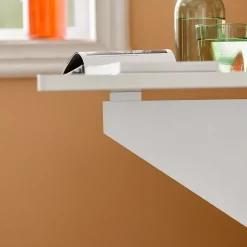 Table Murale Pliante Extensible Blanc, Bureau Compact avec Gain de Place 60x40cm FWT03-W