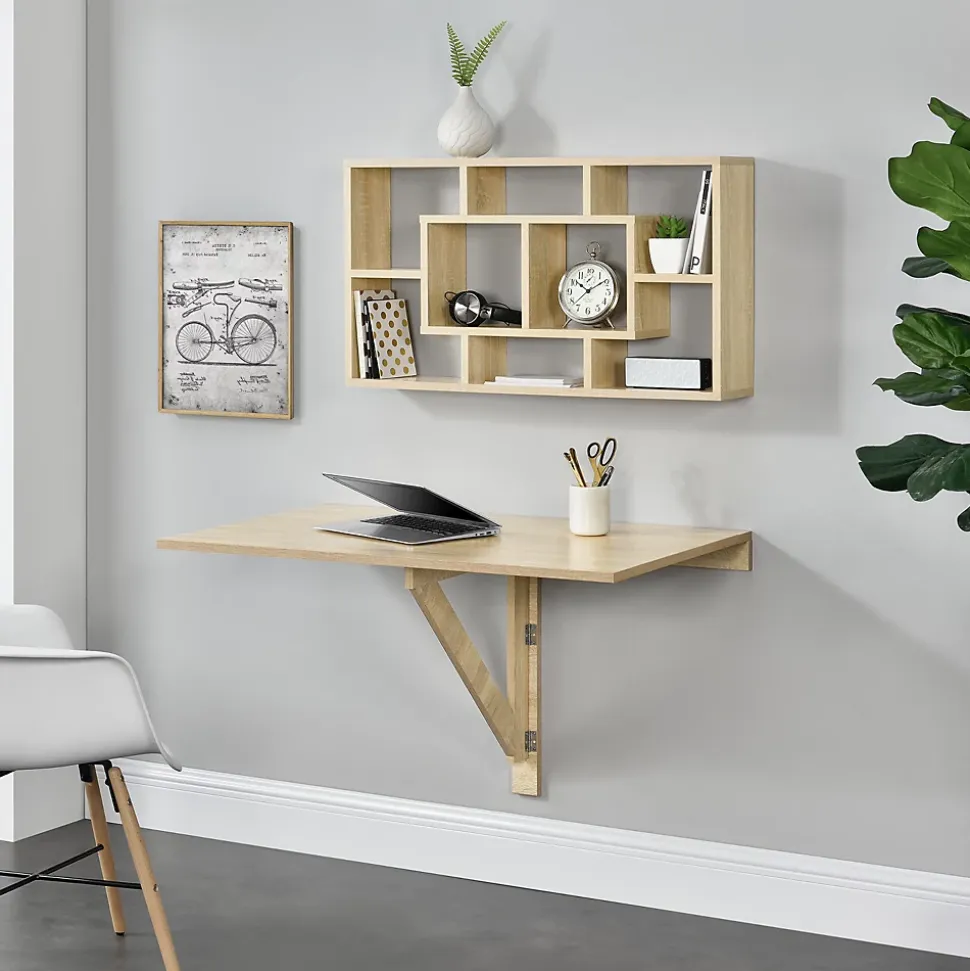 Table murale rabattable 100 x 60 x 58 cm effet chêne de Sonoma en.casa