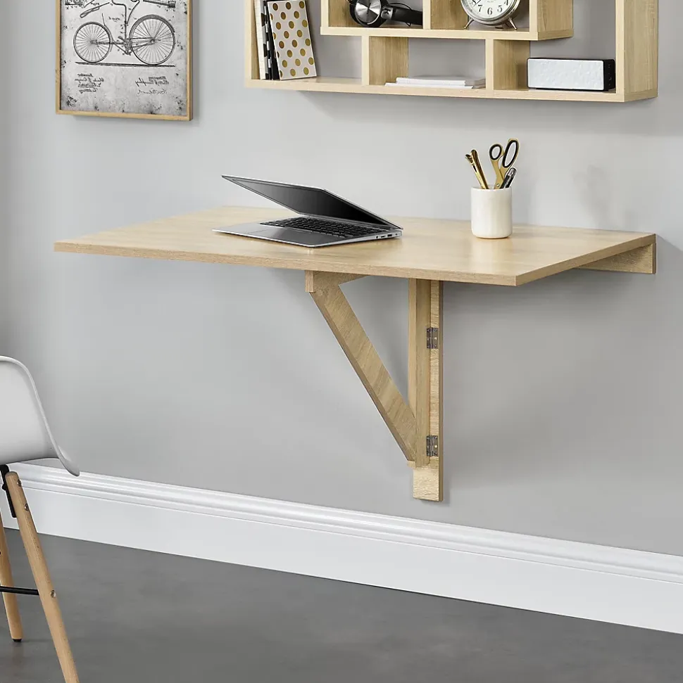 Table murale rabattable 100 x 60 x 58 cm effet chêne de Sonoma en.casa
