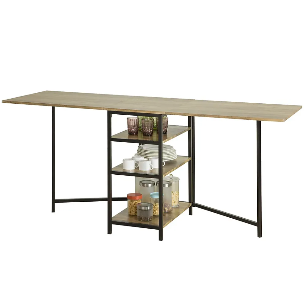 Table Pliante avec 2 Abattants et 3 étagères de Rangement, FWT62-N, SoBuy