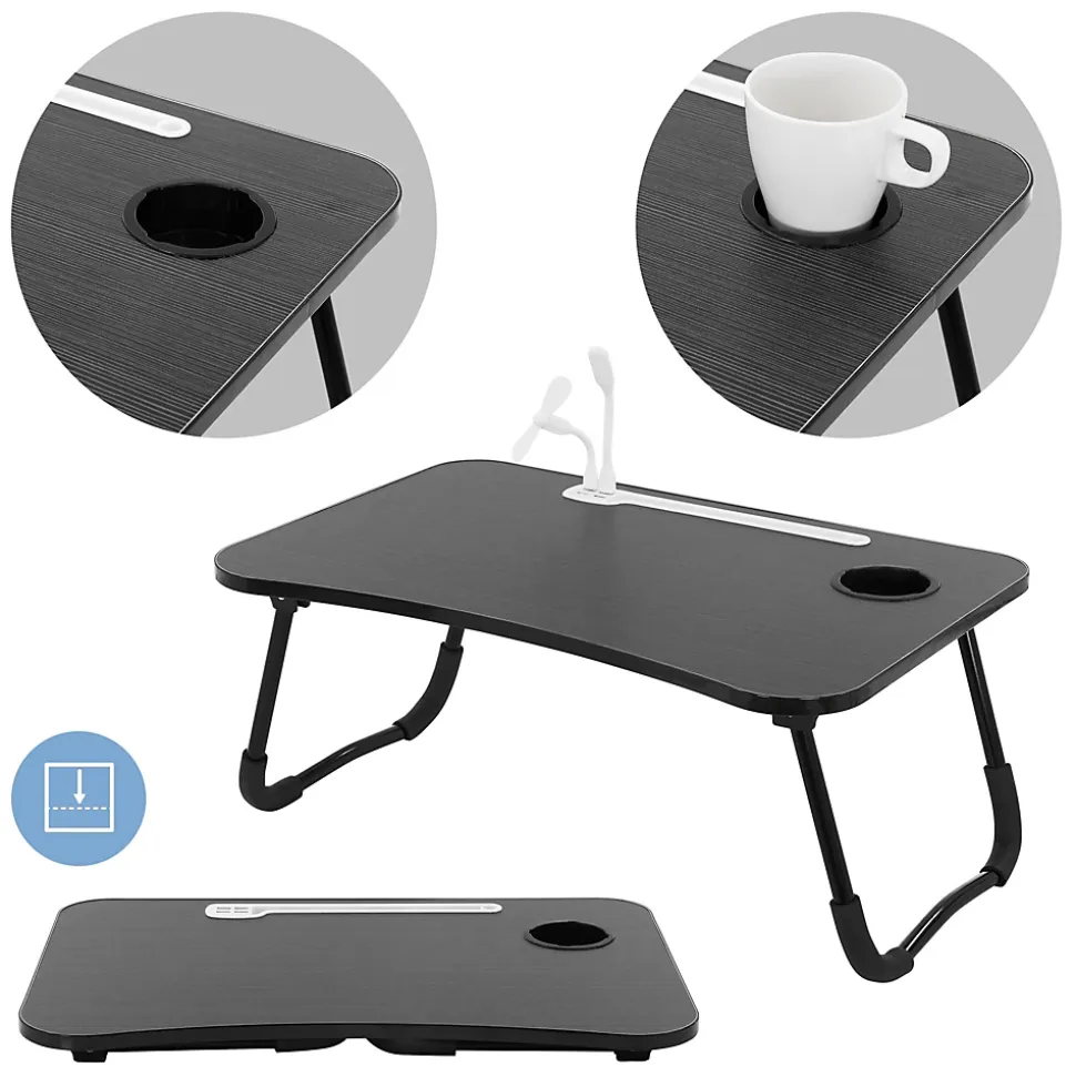 Table pour Ordinateur Portable Pliante, 60x40 cm, Noir