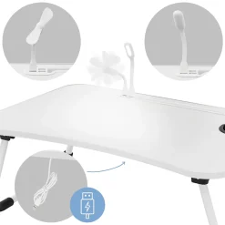 Table pour Ordinateur Portable Pliante, 60x40 cm, Blanc