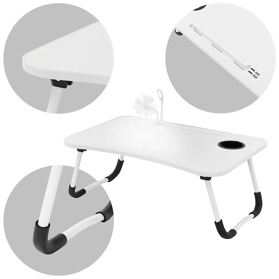 Table pour Ordinateur Portable Pliante, 60x40 cm, Blanc
