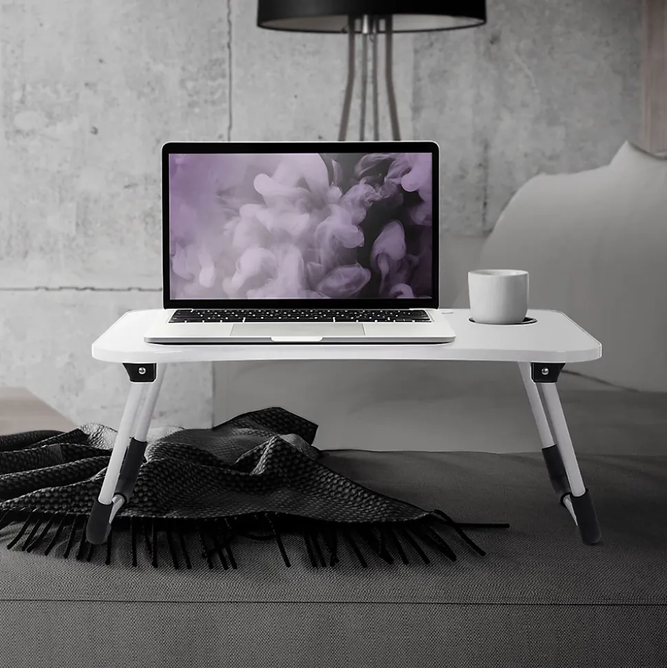 Table pour Ordinateur Portable Pliante, 60x40 cm, Blanc