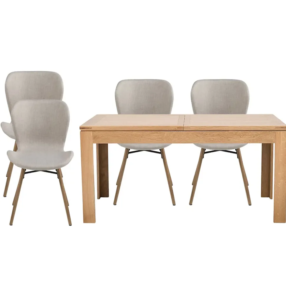 Table rectangulaire à rallonges L160/240 + 4 chaises tissu - BOSTON