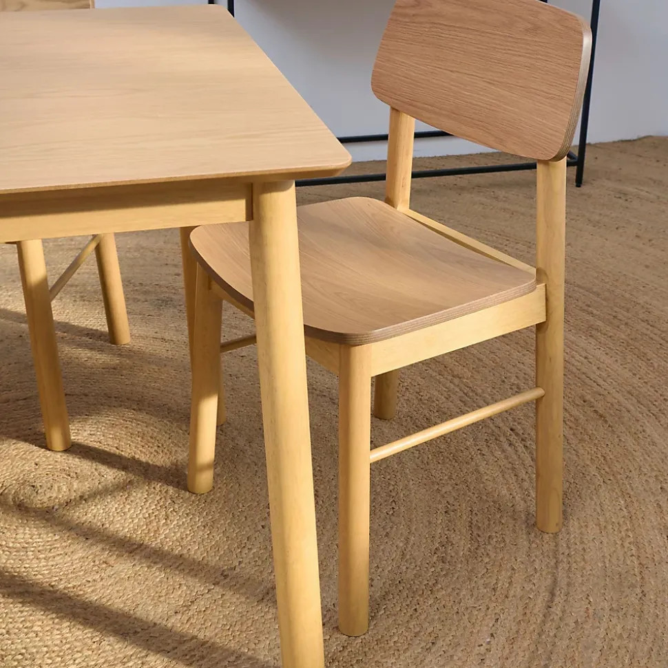 Table rectangulaire en chêne L120 + 4 chaises chêne - IZIA