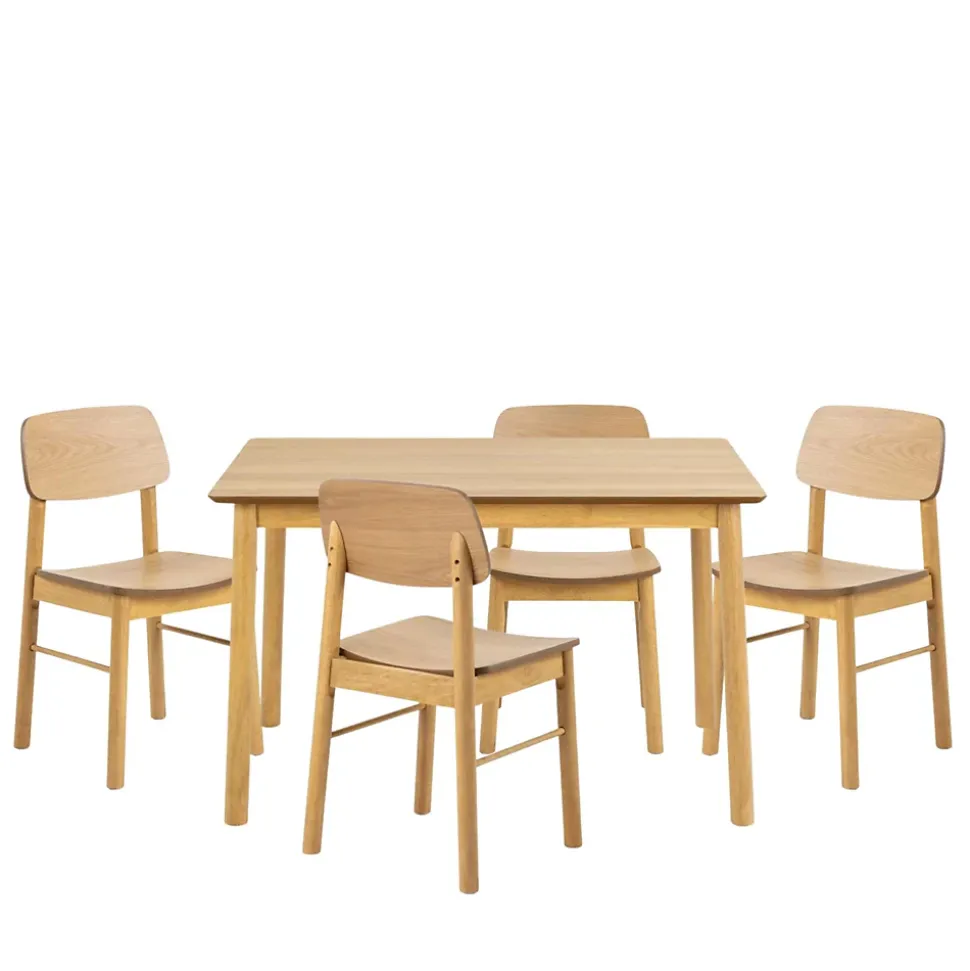 Table rectangulaire en chêne L120 + 4 chaises chêne - IZIA