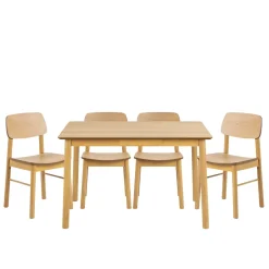 Table rectangulaire en chêne L120 + 4 chaises chêne - IZIA