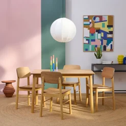 Table rectangulaire en chêne L120 + 4 chaises chêne - IZIA