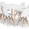 Table rectangulaire Valora YURO 120x80 blanche + 6 chaises OSAKA blanches