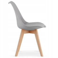 Table ronde blanche VALORA KAMI 80 avec 4 chaises grises RIXK