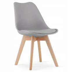 Table ronde blanche VALORA KAMI 80 avec 4 chaises grises RIXK