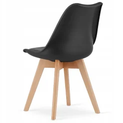 Table ronde blanche VALORA KAMI 80 avec 4 chaises noires RIXK