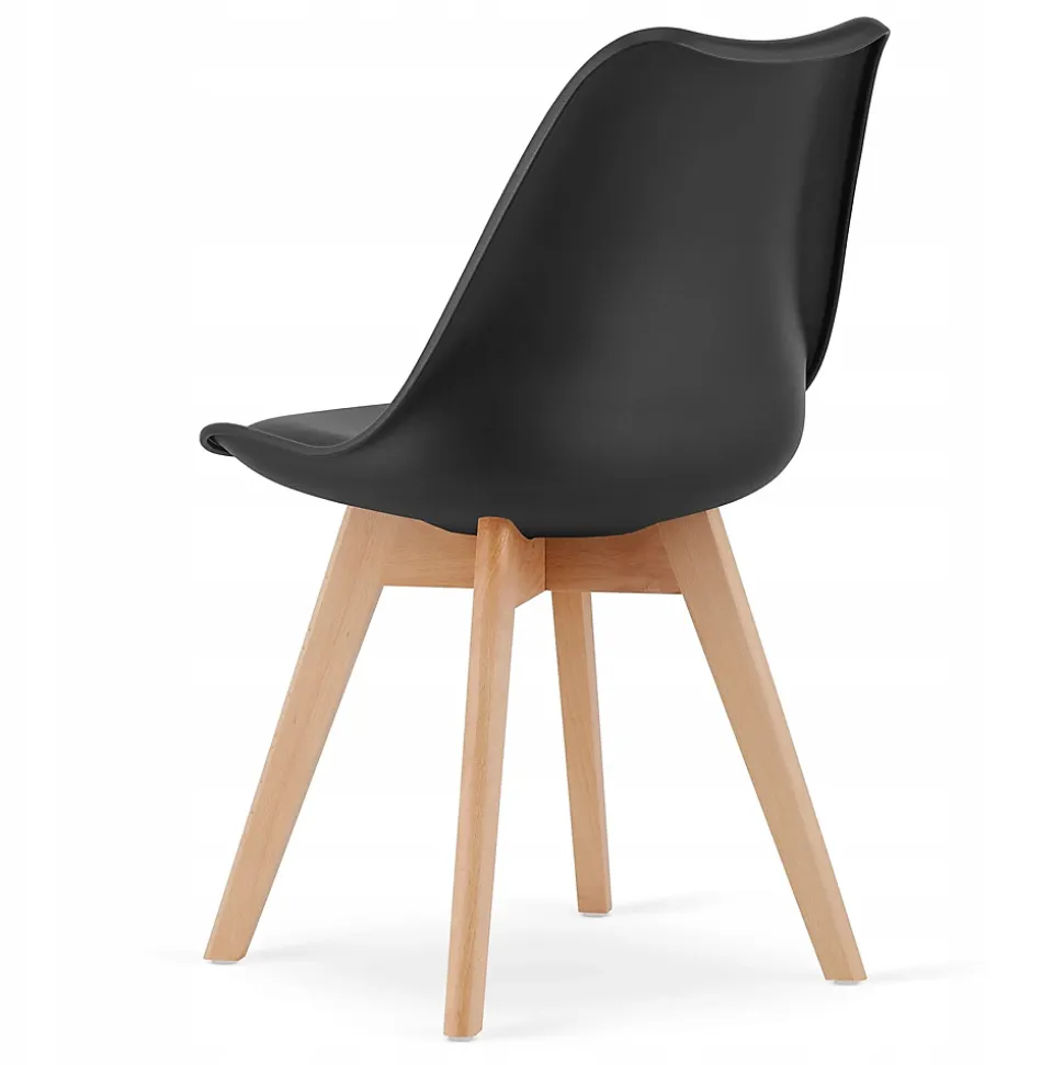Table ronde blanche VALORA KAMI 80 avec 4 chaises noires RIXK